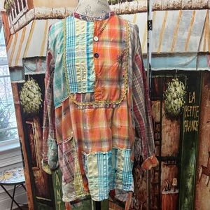 TOP 1542 | Patchwork Prairie Shirt | Color: Ocsun, One Size Fits Most